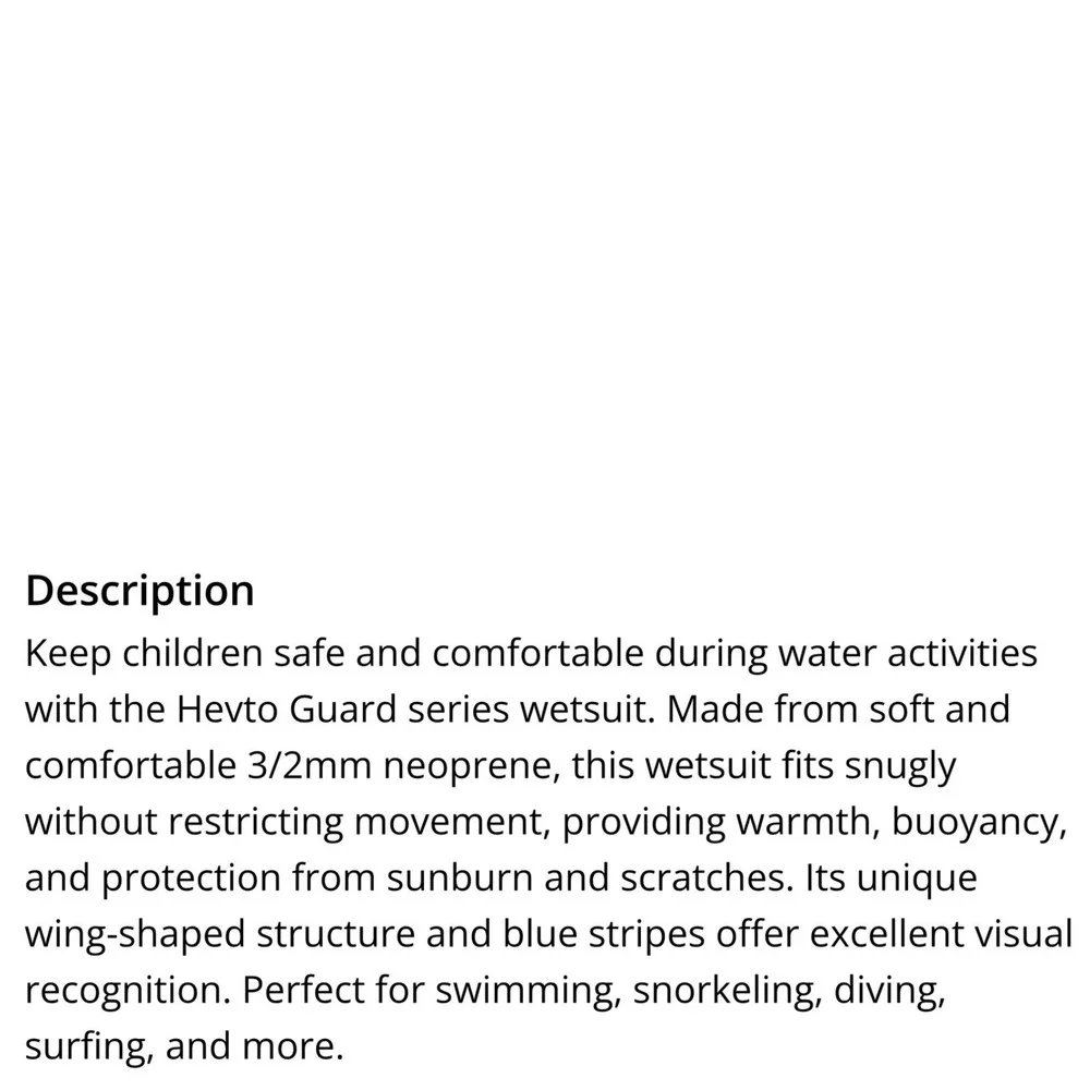 Hevto Wetsuit Kids Size 12 Black Blue New 3/2mm Neoprene Full Body Back Zip